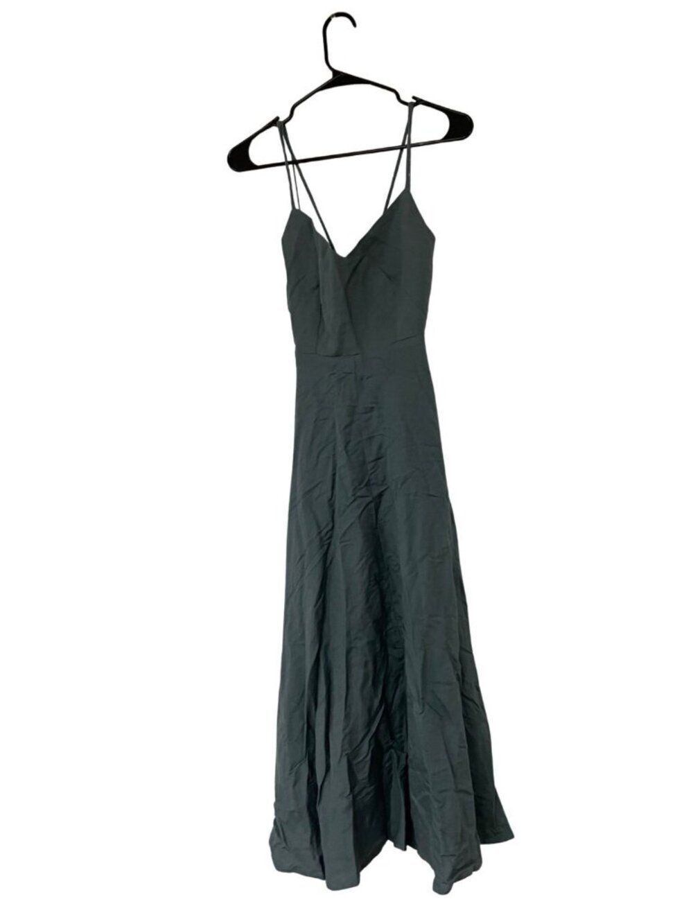Oysho Womens Midi Linen Dress S Blue Green Ties in Bow sleeveless 0763/190 NWT